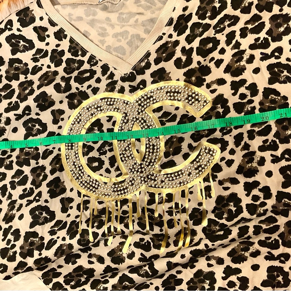 Leopard Print Blouse with Gold Accents - Picture 8 of 8